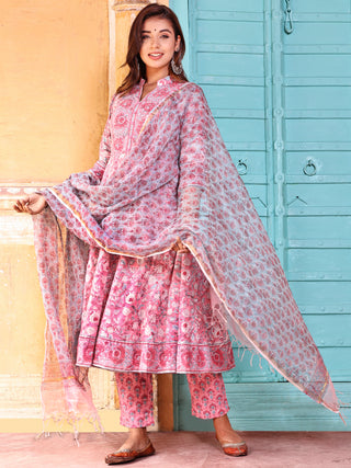 Jashn Ria Set Of Anarkali Kurta Pants Dupatta