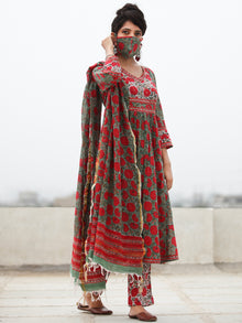 Rozana Uzma - Set of ALine Kurta Pants & Dupatta - KS134A2477D