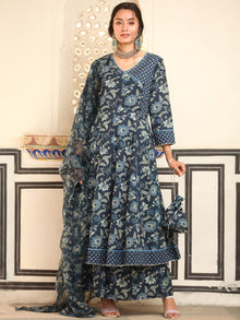 Ambar Fitrat Set Of Anarkali Palazzo Dupatta