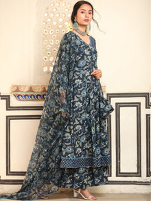 Ambar Fitrat Set Of Anarkali Palazzo Dupatta