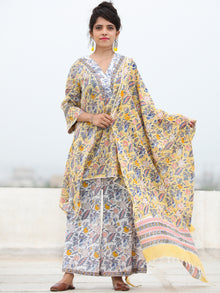 Rozana Yasmeen - Set of Asymmetric Kurta Palazzo & Dupatta - KS136A2478D