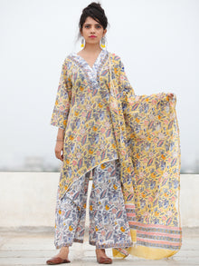 Rozana Yasmeen - Set of Asymmetric Kurta Palazzo & Dupatta - KS136A2478D
