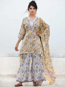 Rozana Yasmeen - Set of Asymmetric Kurta Palazzo & Dupatta - KS136A2478D