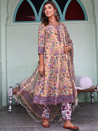 Jashn Palak Set Of Anarkali Kurta Pants Dupatta