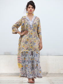 Rozana Yasmeen - Set of Asymmetric Kurta Palazzo & Dupatta - KS136A2478D
