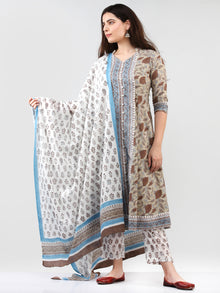 Zohra Noora - Set of Anarkali Kurta Pants & Dupatta - KS29L2501D