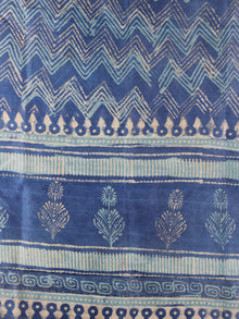 Indigo Ivory Sky Blue Chanderi Hand Block Printed Dupatta- D04170101