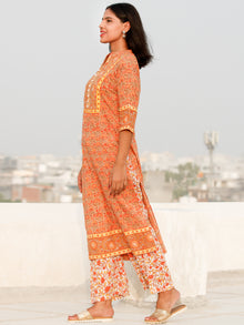 Zohra Rubia - Set of Kurta Palazzo & Kota Dupatta - KS60T2523D