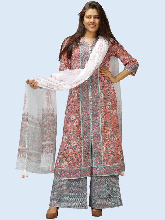 Rangrez Nazma - Set of Kurta Palazzo & Dupatta - KS53AE2168D