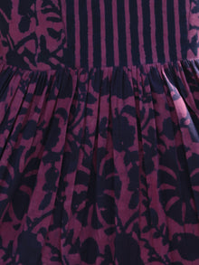 Megenta Purple  Hand Block Printed Cotton Top With Gathers - T32F466