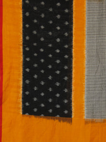 Rust Orange Black Ikat Handwoven Pochampally Cotton Dupatta -  D04170150