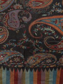 Black Blue Rust Orange Maroon Cashmere Jamawar Silk Woolen Stole - S6317207