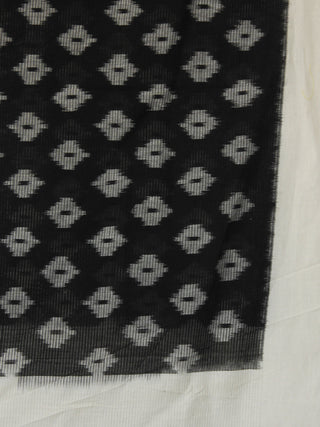 Ivory & Black Ikat Handwoven Pochampally Cotton Dupatta -  D04170149