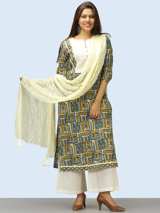 Bahaar Aadhina - Set of Kurta Palazzo & Dupatta - KS43A2257D