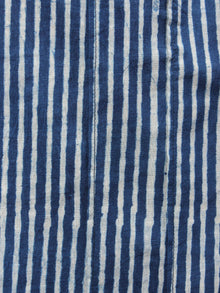 Indigo Hand Block Printed Elasticated Waist Pleated Cotton Palazzo - P1117055