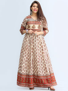 Naaz Ayma - Hand Block Printed Long Cotton Dress With Lining - DS15F003