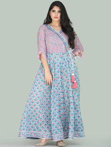 Gulzar Turfa - Hand Block Printed Angrakha Long Dress - D411F2223