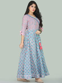 Gulzar Turfa - Hand Block Printed Angrakha Long Dress - D411F2223