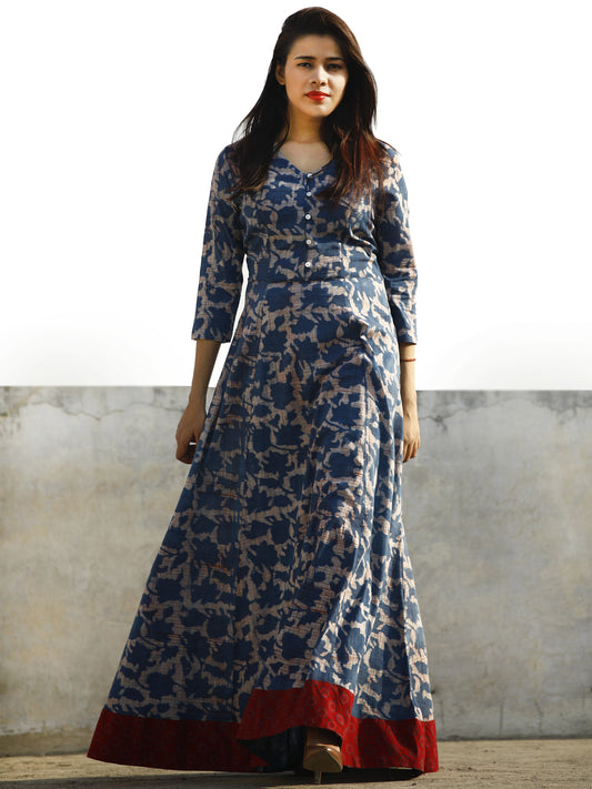 Black Floral Printed Readymade Cotton Gown 277GW04