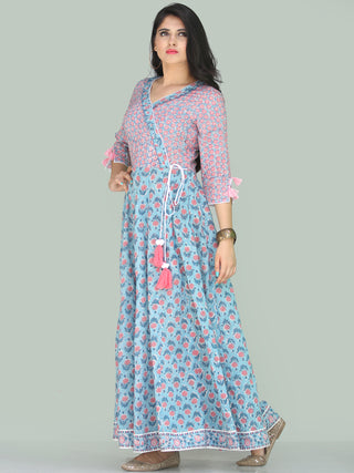 Gulzar Turfa - Hand Block Printed Angrakha Long Dress - D411F2223