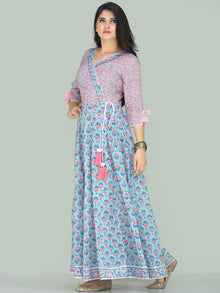 Gulzar Turfa - Hand Block Printed Angrakha Long Dress - D411F2223
