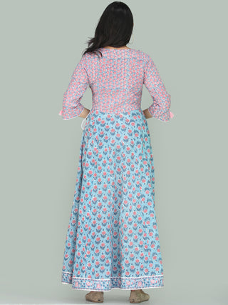 Gulzar Turfa - Hand Block Printed Angrakha Long Dress - D411F2223