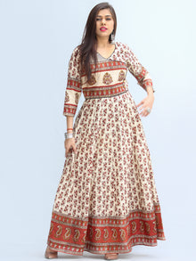 Naaz Ayma - Hand Block Printed Long Cotton Dress With Lining - DS15F003