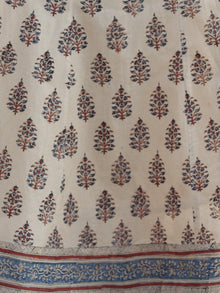 Naaz Beige Blue Maroon Black Hand Block Printed Long Cotton Dress with Tassels- DS02F004