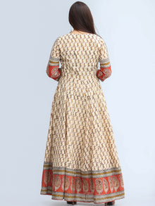 Naaz Mirza - Hand Block Printed Long Cotton Dress With Lining - DS06F003