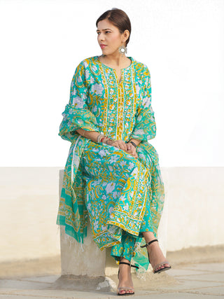 Nayab Nagma - Set of Kurta Pants & Kota Doria Dupatta - KS29P2524D