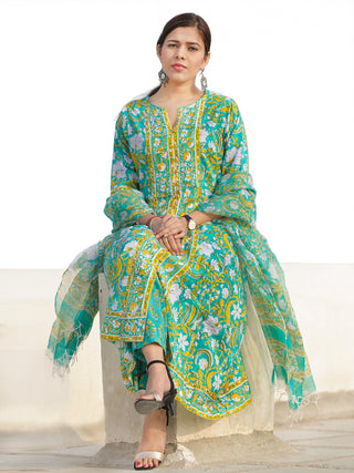 Nayab Nagma - Set of Kurta Pants & Kota Doria Dupatta - KS29P2524D