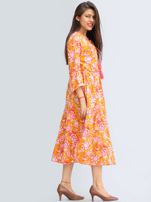 Fazna - Block Printed Cotton Midi Dress With Tassels - D425F2245