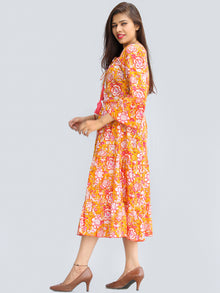 Fazna - Block Printed Cotton Midi Dress With Tassels - D425F2245