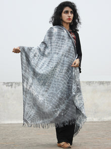 Black Ivory Cashmere Semi Pashmina Woolen Tie & Dye Stole - S6317189