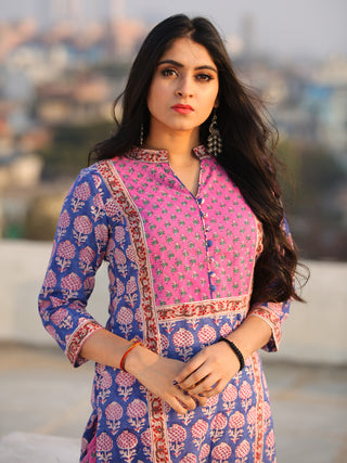 Raas Raga - Hand Block Printed Straight Kurta & Pants - KS60MX1091
