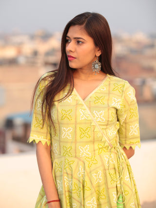 Raas Nadya - Set of Angrakha Bandhani Kurta & Pants  - KS86A2206