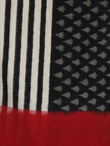 Red White & Black  Ikat Handwoven Pochampally Cotton Dupatta -  D04170155