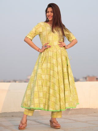 Raas Nadya - Set of Angrakha Bandhani Kurta & Pants  - KS86A2206
