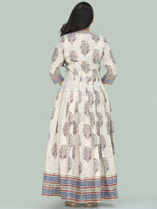 Naaz Minaz - Hand Block Printed Long Cotton Dress With Lining - DS111F001