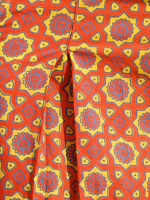 Orange Yellow  Indigo Hand Block Printed Semi Elasticated Waist Pleated Cotton Palazzo - P11F696