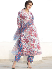 Nayab Parigul - Set of Kurta Pants & Kota Doria Dupatta - KS54E2538D1