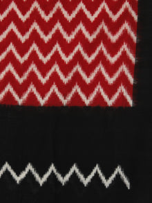 Black Red & White Ikat Handwoven Pochampally Cotton Dupatta -  D04170156