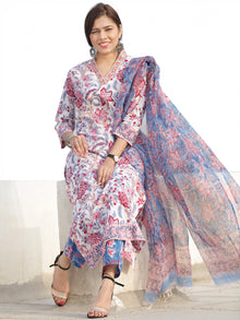 Nayab Parigul - Set of Kurta Pants & Kota Doria Dupatta - KS54E2538D1