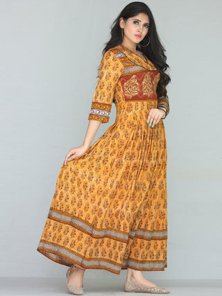 Naaz Sehar - Hand Block Printed Long Cotton Dress With Embroidery - DS112F001