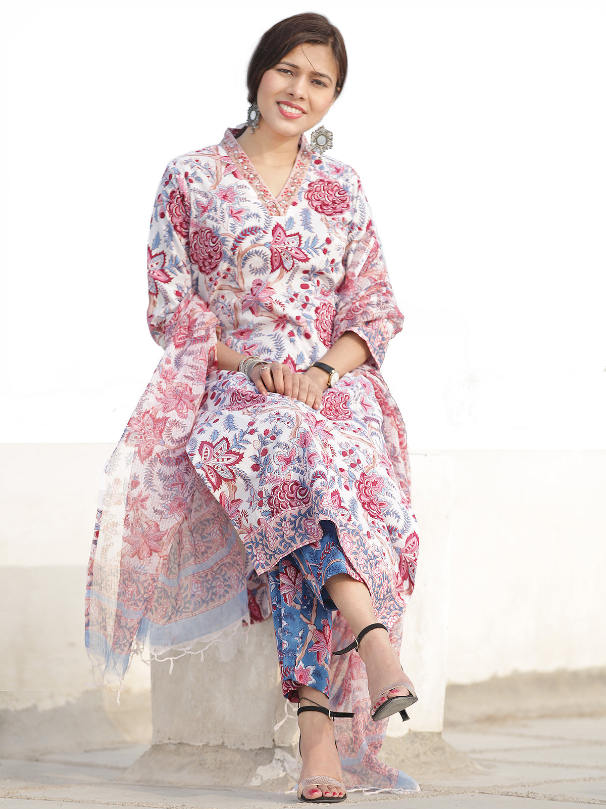 Nayab Yasmi - Set of Kurta Pants & Kota Dupatta - KS54F2538D2