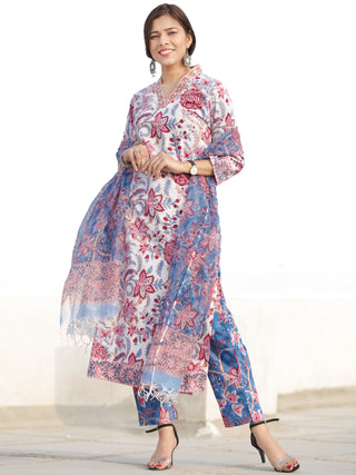 Nayab Parigul - Set of Kurta Pants & Kota Doria Dupatta - KS54E2538D1
