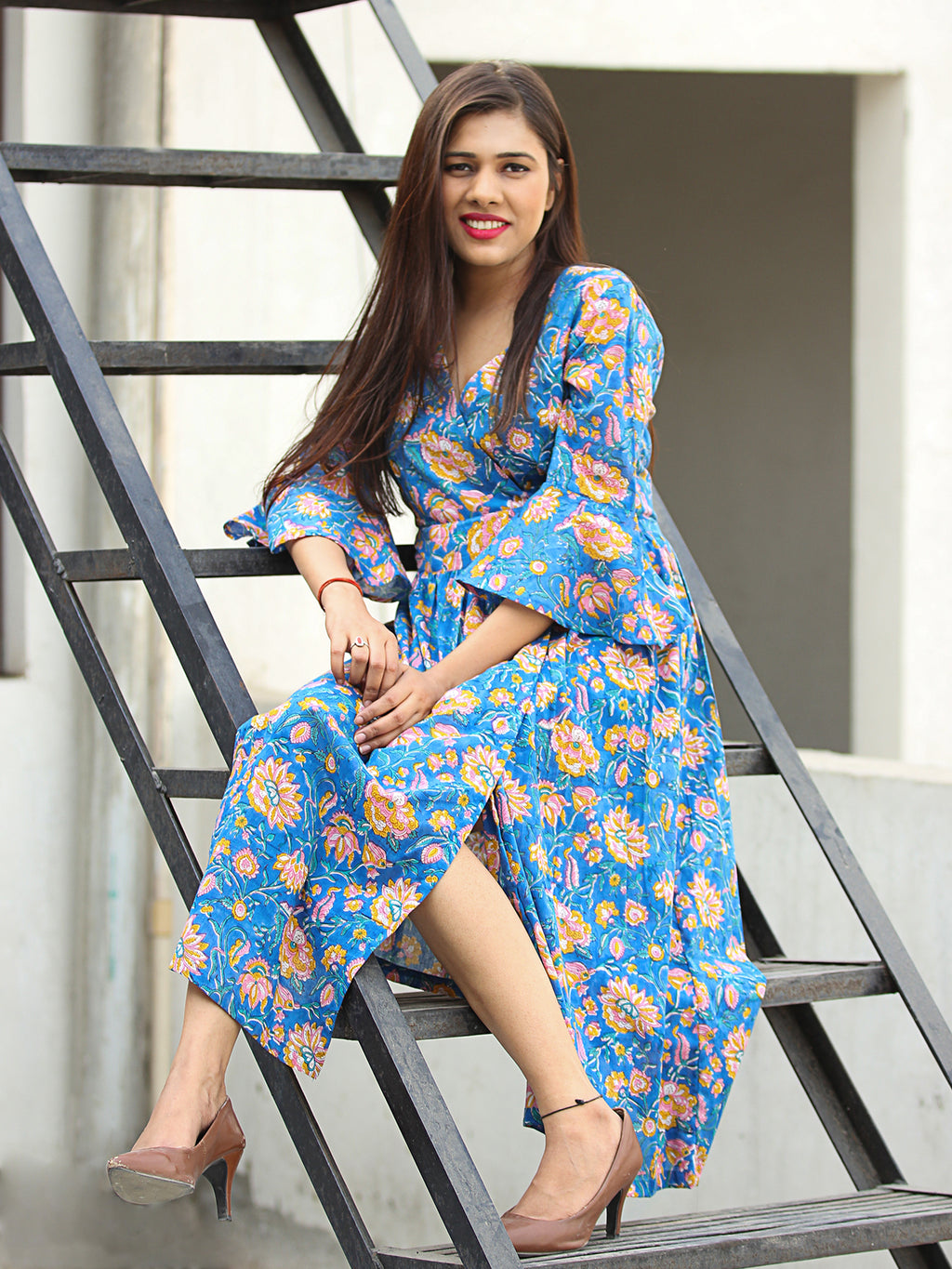 Cotton Long Frock Hands Models Gulrukh Hand Block Printed Cotton