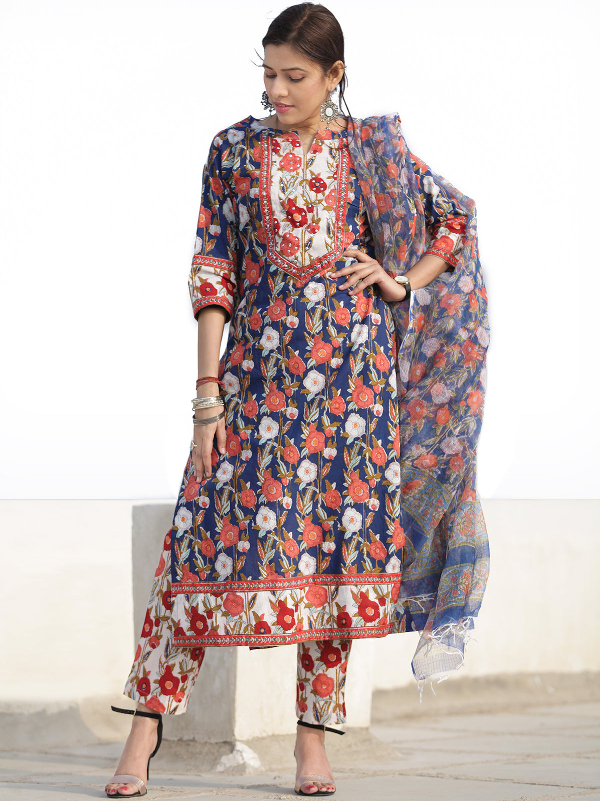 Nayab Aleena Set of Kurta Pants & Kota Doria Dupatta