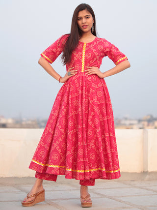 Raas Maher - Set of Flared Bandhini Printed Kurta & Pants  - KS85D2053