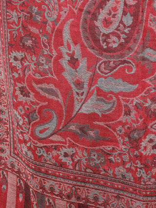 Maroon Teal Green Cashmere Jamawar Kani Woolen Stole - S6317203